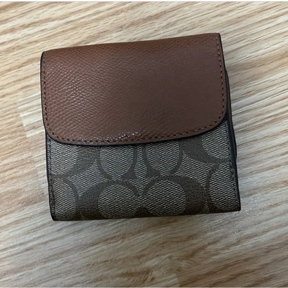 Coach Original Brown-tan SIGNATURE COATED CANVAS Wallet EUC-AUTHENTIC🍂 - Picture 11 of 13